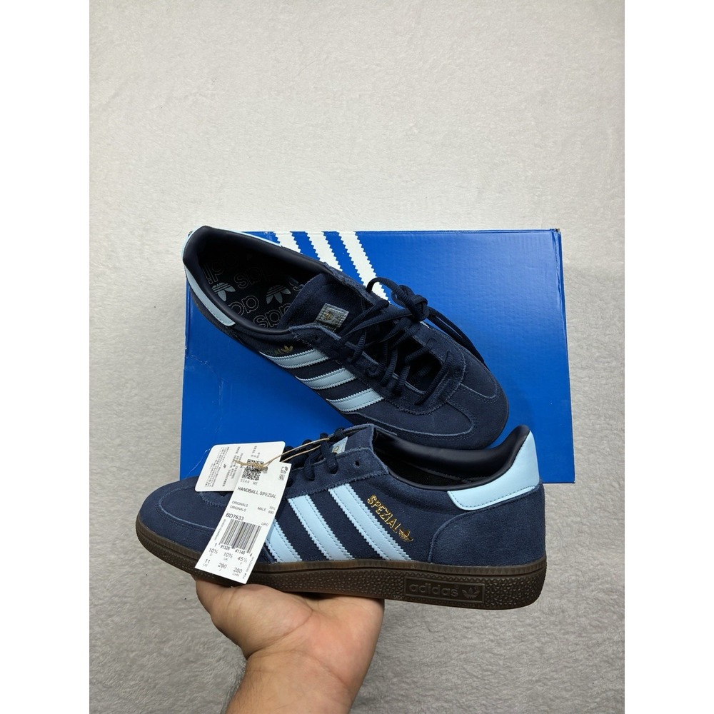 adidas Handball Spezial Size 11 1BD7633 Collegiate Navy Sky Gum Suede Sneakers